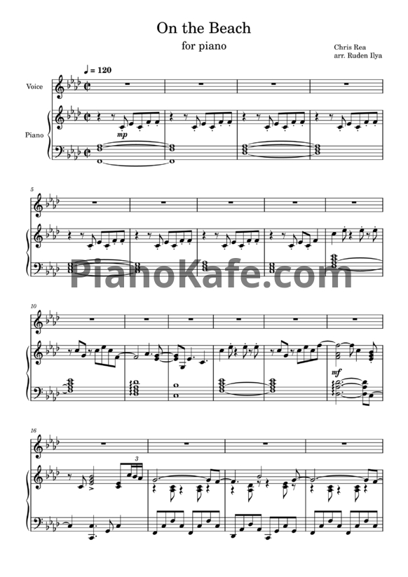 Ноты Chris Rea - On the beach (Arr. Ruden Ilya)