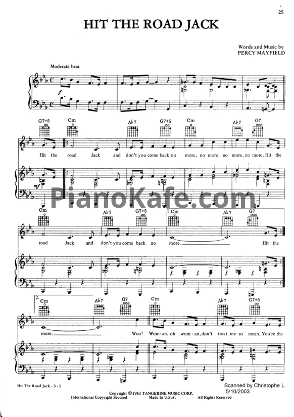 Ноты Ray Charles - Hit the road jack