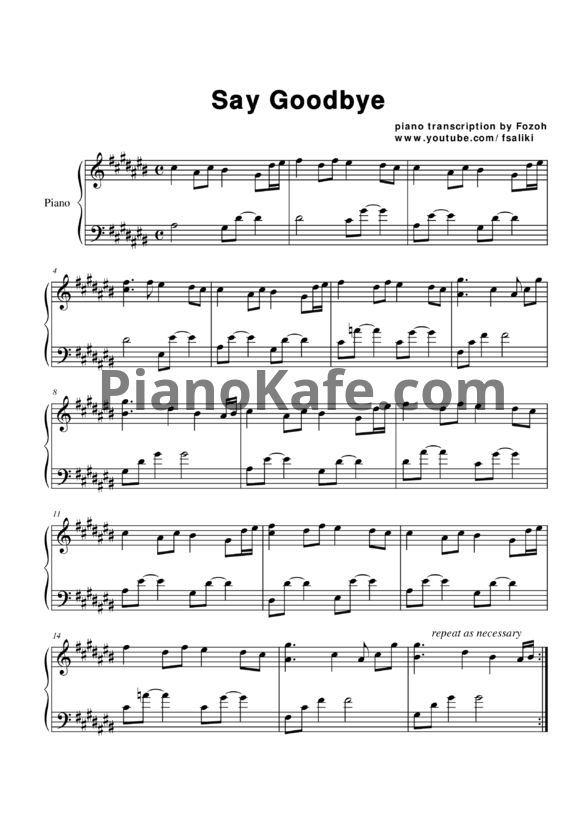 Ноты Chris Brown - Say goodbye