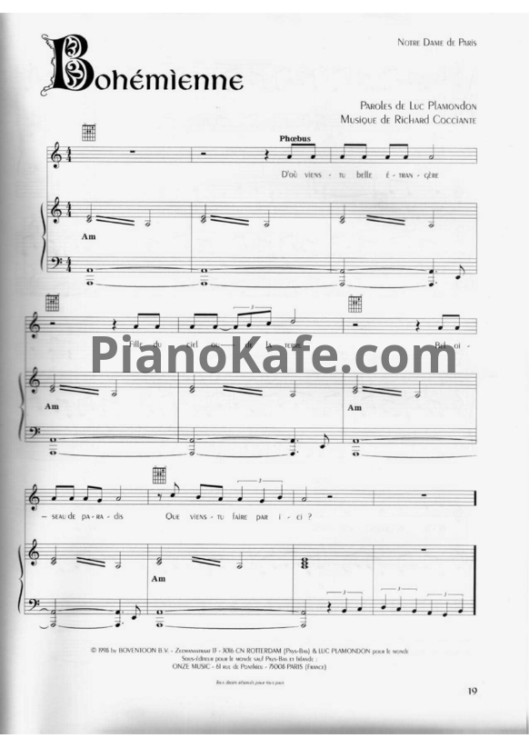 Ноты Riccardo Cocciante - Bohemienne