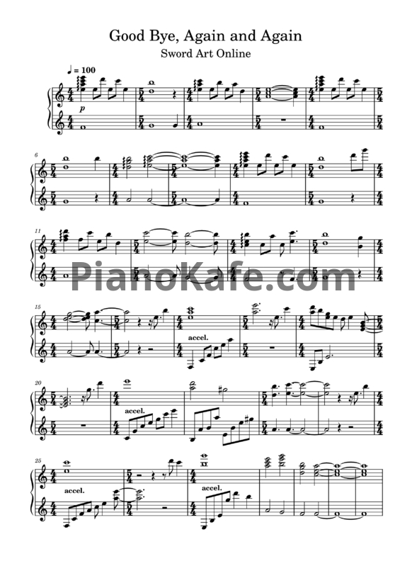 Ноты Yuki Kajiura - Good bye, again and again