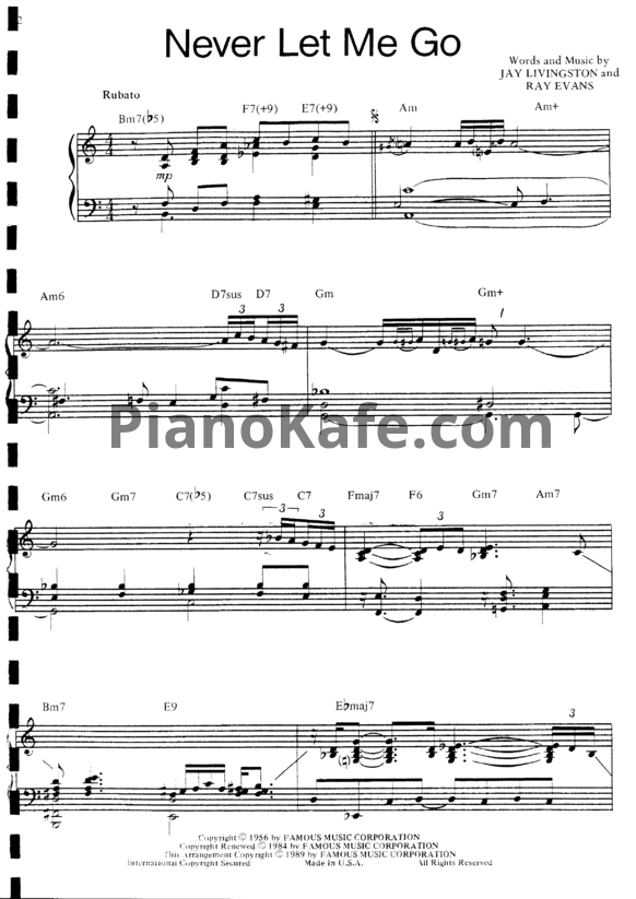 Ноты Bill Evans - Never let me go