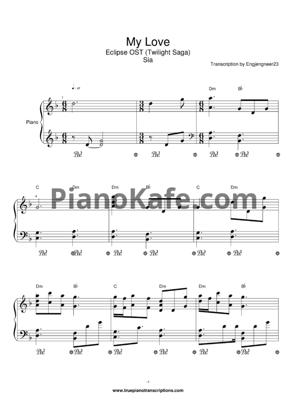 Ноты Sia - My love