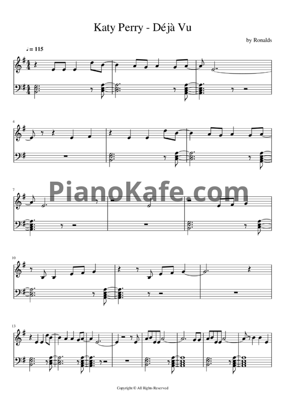Ноты Katy Perry - Deja vu