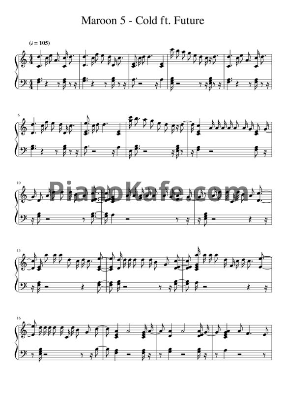 Ноты Maroon 5 feat. Future - Cold