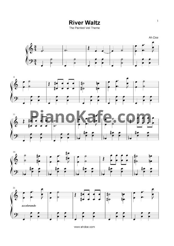 Ноты Alexandre Desplat - River waltz