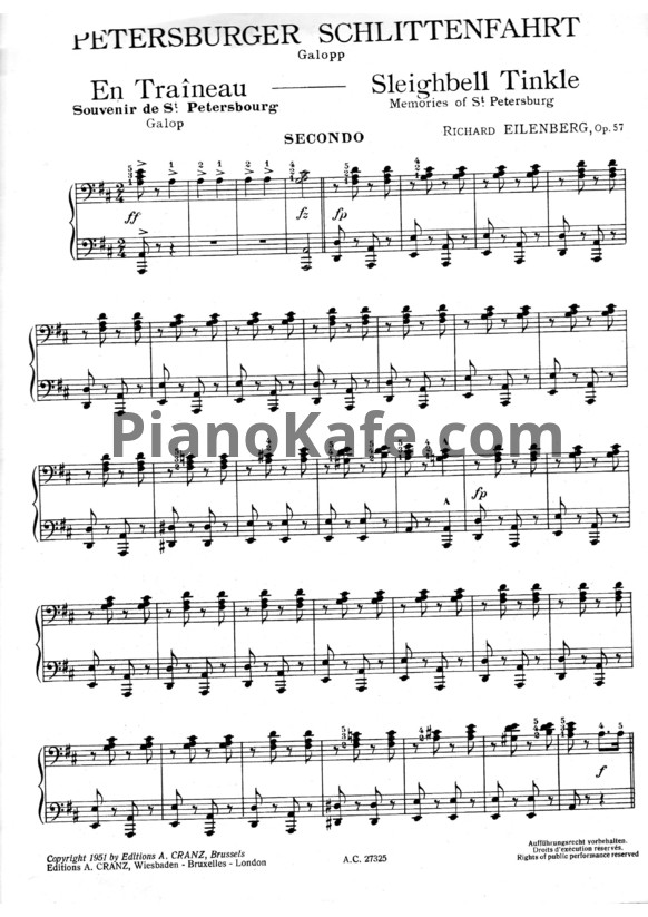 Ноты Р. Эйленберг - Сувенир из Петербурга (Op. 57) для фортепиано в 4 руки