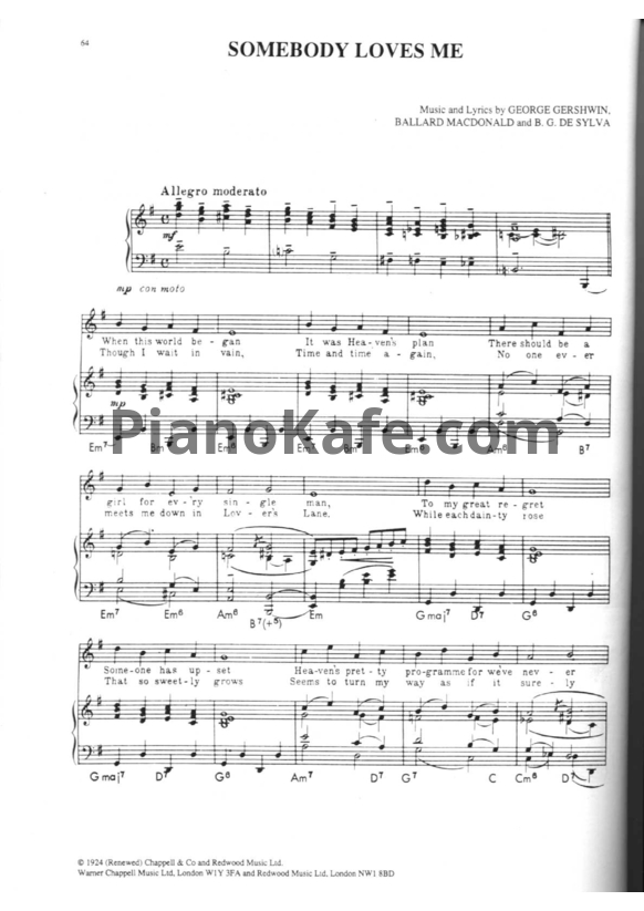 Ноты George Gershwin - Somebody loves me