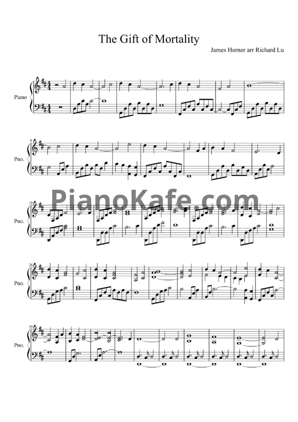 Ноты James Horner - The gift of mortality