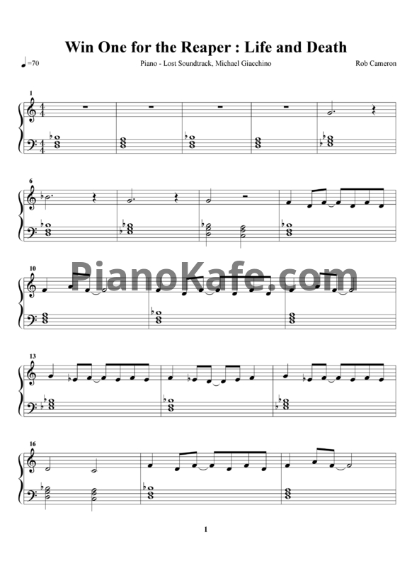 Ноты Michael Giacchino - Win one for the reaper
