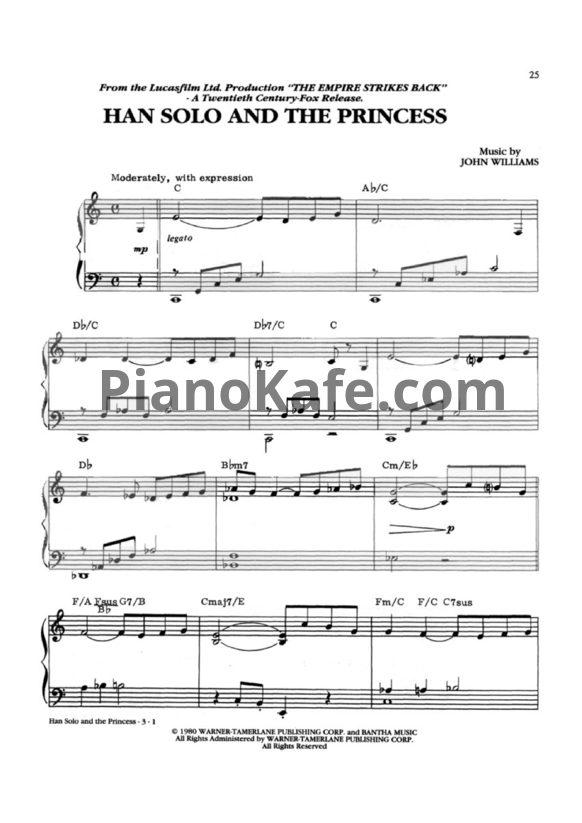 Ноты John Williams - Han solo and the princess