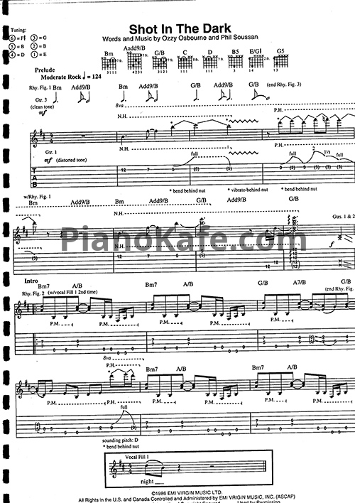 Ноты Ozzy Osbourne - Shot in the dark (Guitar Tabs & Voice)