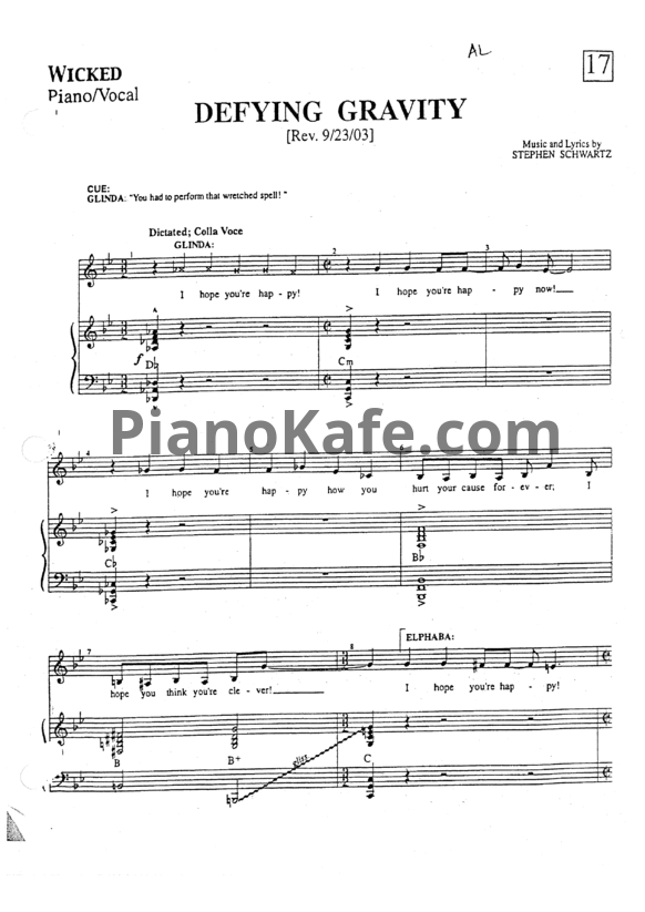 Ноты Stephen Schwartz - Defying gravity