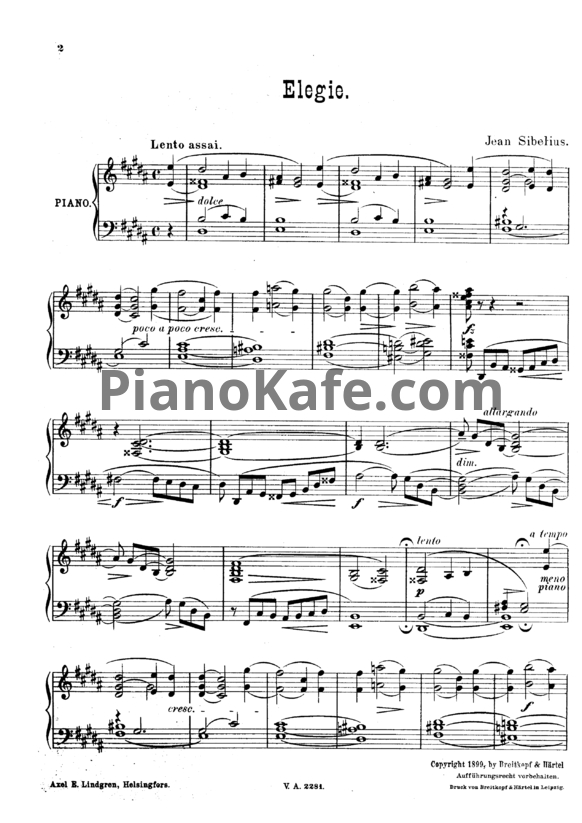 Ноты Ян Сибелиус - Король Кристиан II (Op. 27, клавир)