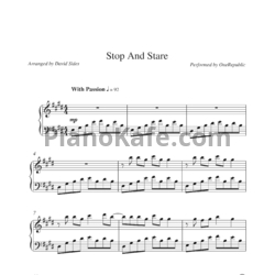 Ноты One Republic - Stop and stare - предпросмотр
