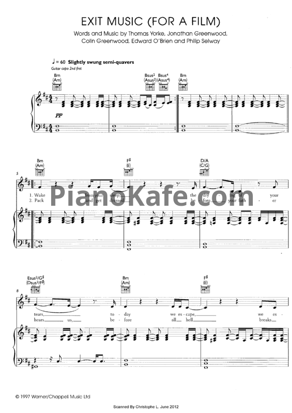 Ноты Radiohead - Exit music (For a film)
