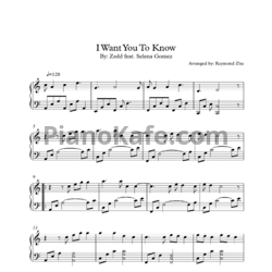 Ноты Zedd feat. Selena Gomez - I want you to know - предпросмотр