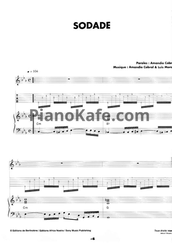 Ноты Cesaria Evora - Sodade (Книга нот)