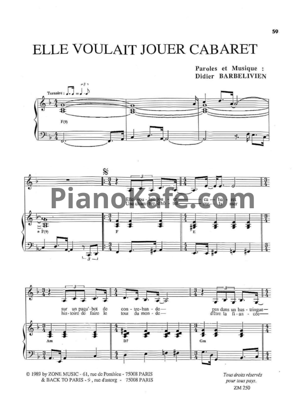 Ноты Patricia Kaas - Elle voulait jouer cabaret