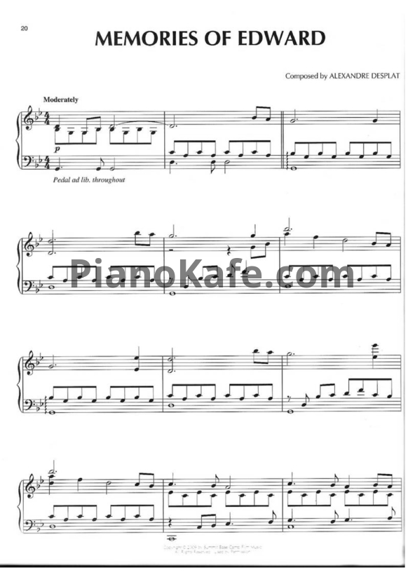 Ноты Alexandre Desplat - Memories of Edward