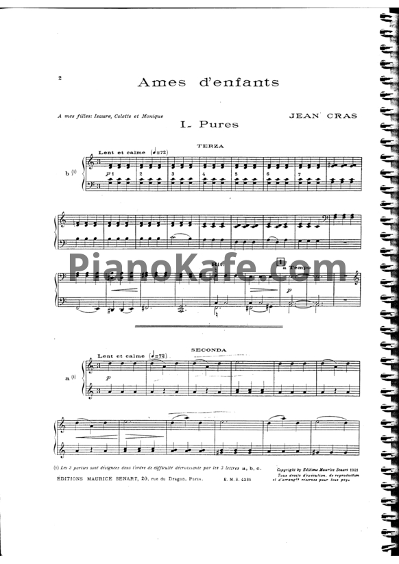 Ноты Jean Cras - Ames d'enfants (для 1 фортепиано в 6 рук)
