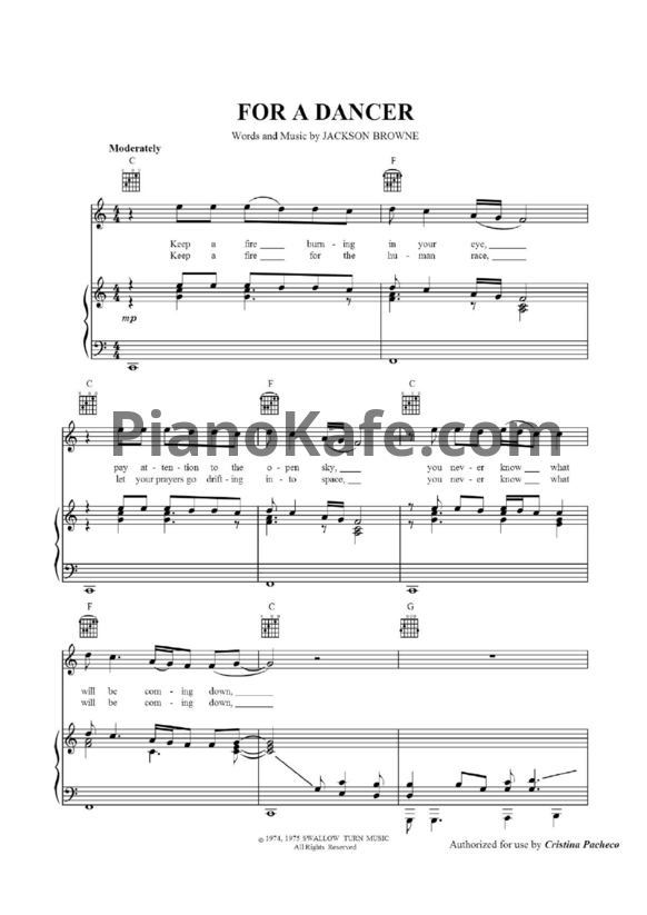 Ноты Jackson Browne - For a dancer