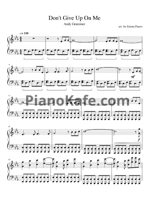 Ноты Andy Grammer - Don't give up on me