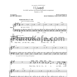 Ноты One Republic - I lived - предпросмотр