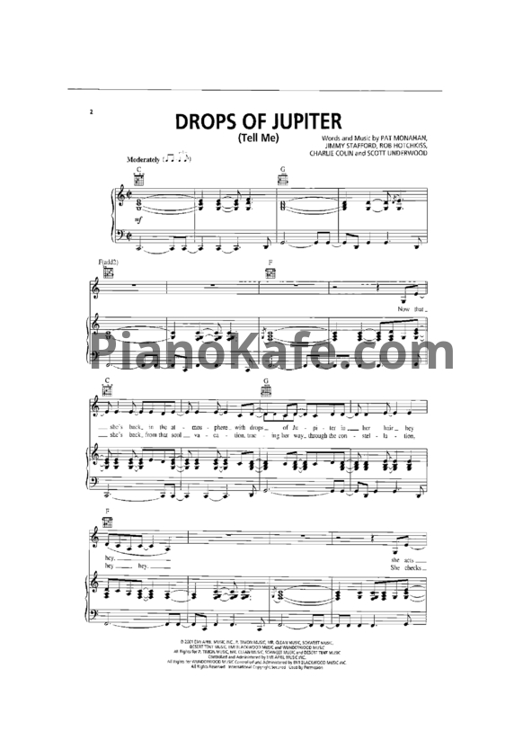 Ноты Train - Drops Of Jupiter