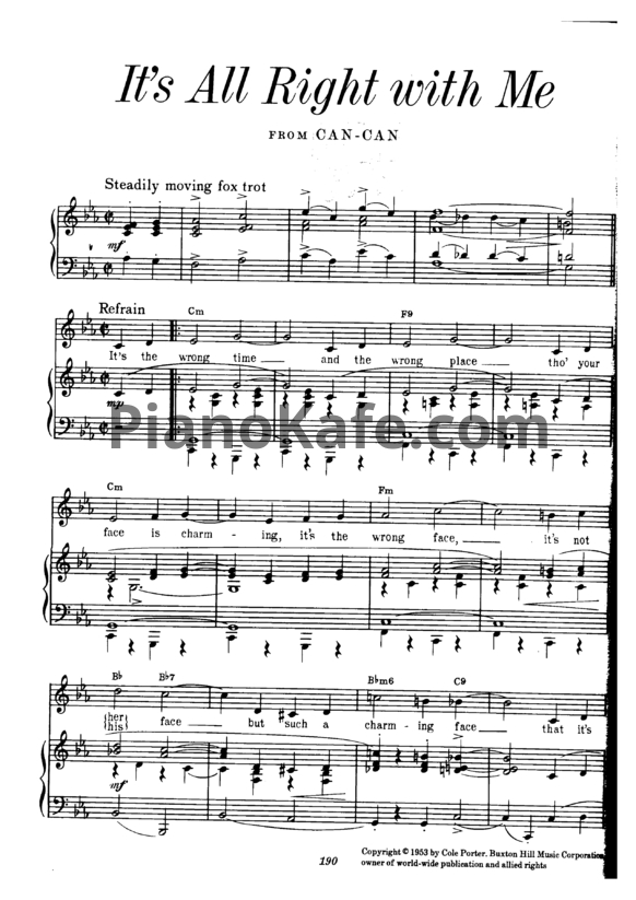 Ноты Cole Porter - It's all right with me