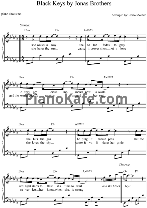 Ноты Jonas Brothers - Black keys