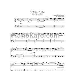 Ноты Taylor Swift - Red (easy key) - предпросмотр