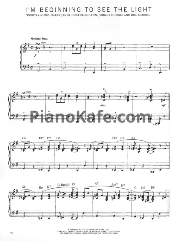 Ноты Duke Ellington - I'm beginning to see the light