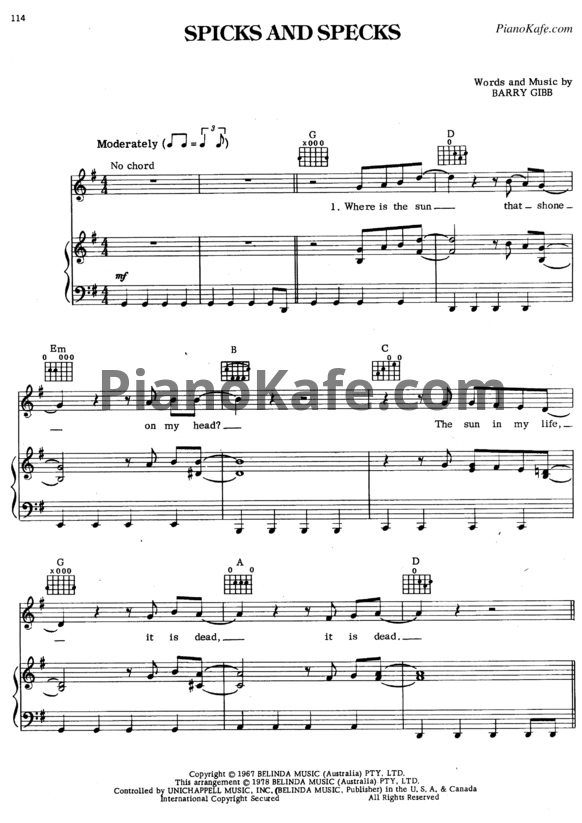 Ноты Bee Gees - Spicks and specks