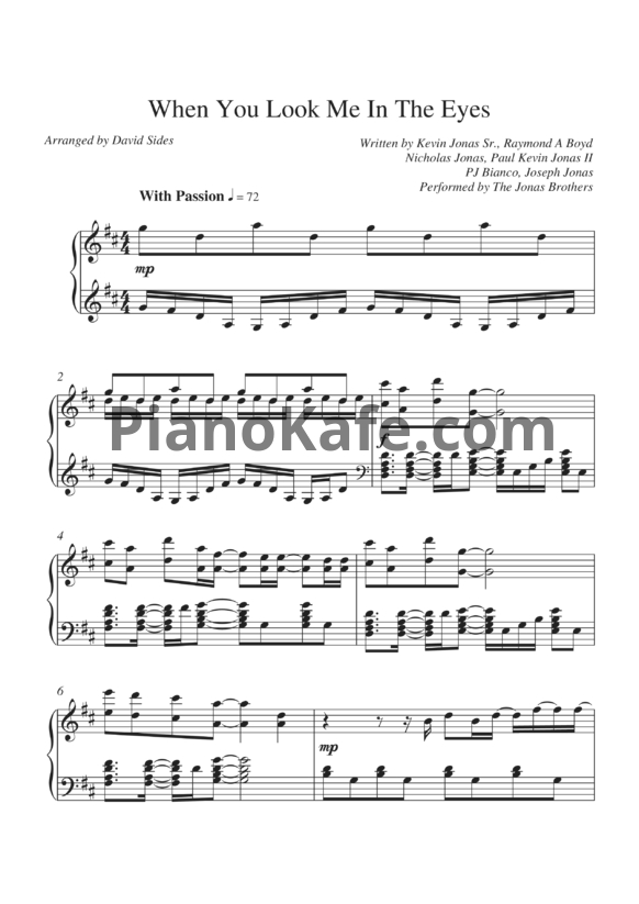Ноты Jonas Brothers - When you look me in the yyes