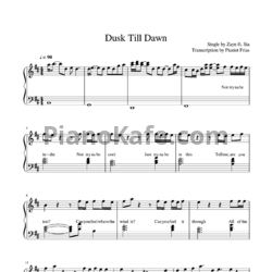 Ноты ZAYN feat. Sia - Dusk till dawn - предпросмотр