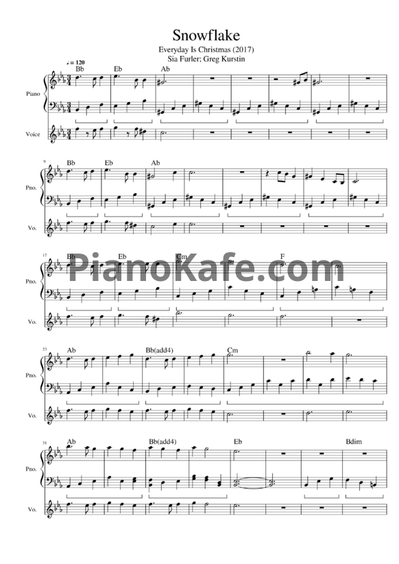 Ноты Sia - Snowflake