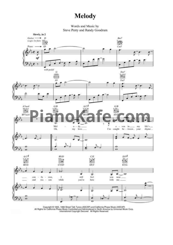 Ноты Steve Perry - Melody