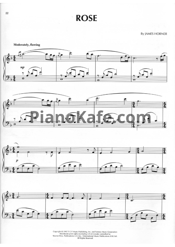 Ноты James Horner - Rose