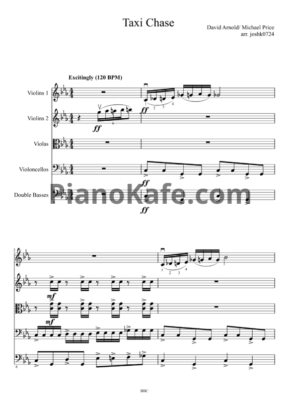 Ноты David Arnold & Michael Price - Taxi chase (Партитура)