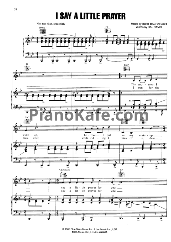 Ноты Aretha Franklin - I say a little prayer