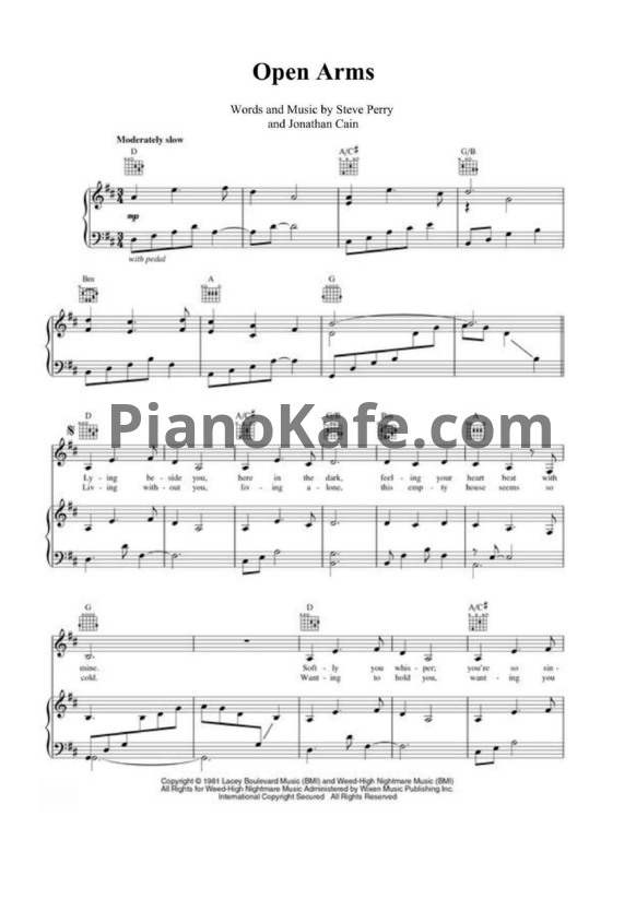 Ноты Journey - Open arms