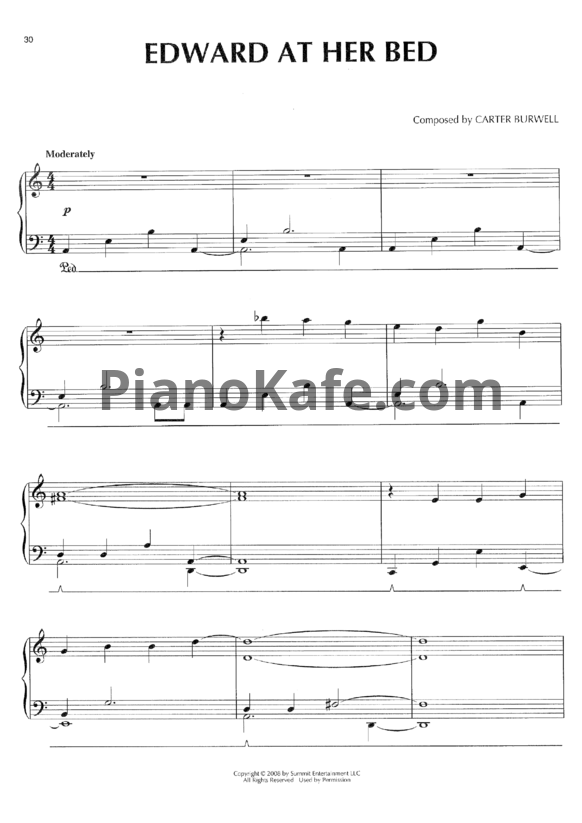 Ноты Carter Burwell - Edward at her bed