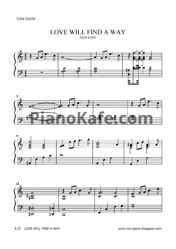 Ноты Tom Snow - Love will find a way