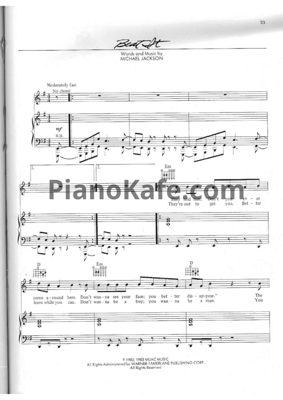 Ноты Michael Jackson - Beat it