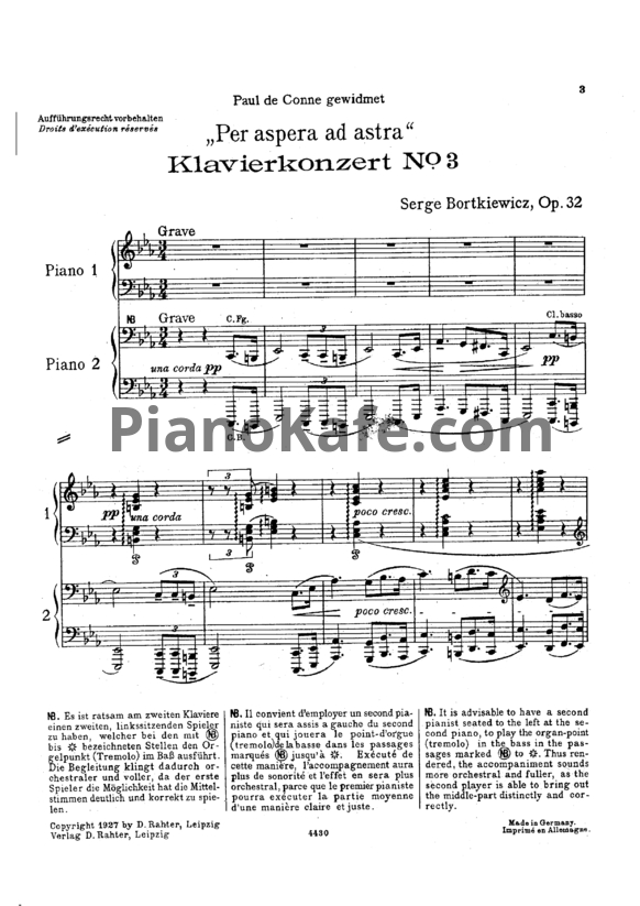 Ноты С. Борткевич - Фортепианный концерт №3 (Op. 32)