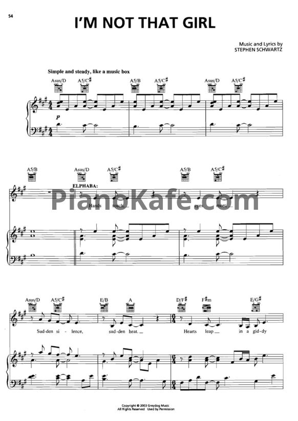 Ноты Stephen Schwartz - I'm not that girl