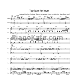 Ноты John Lundvik - Too late for love (Sweden) - предпросмотр
