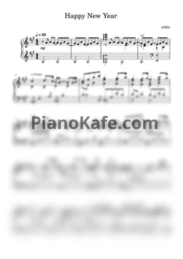Ноты ABBA - Happy New Year (Play the piano cover)