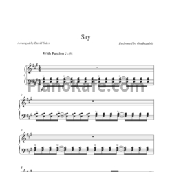 Ноты One Republic - Say (All I need) - предпросмотр